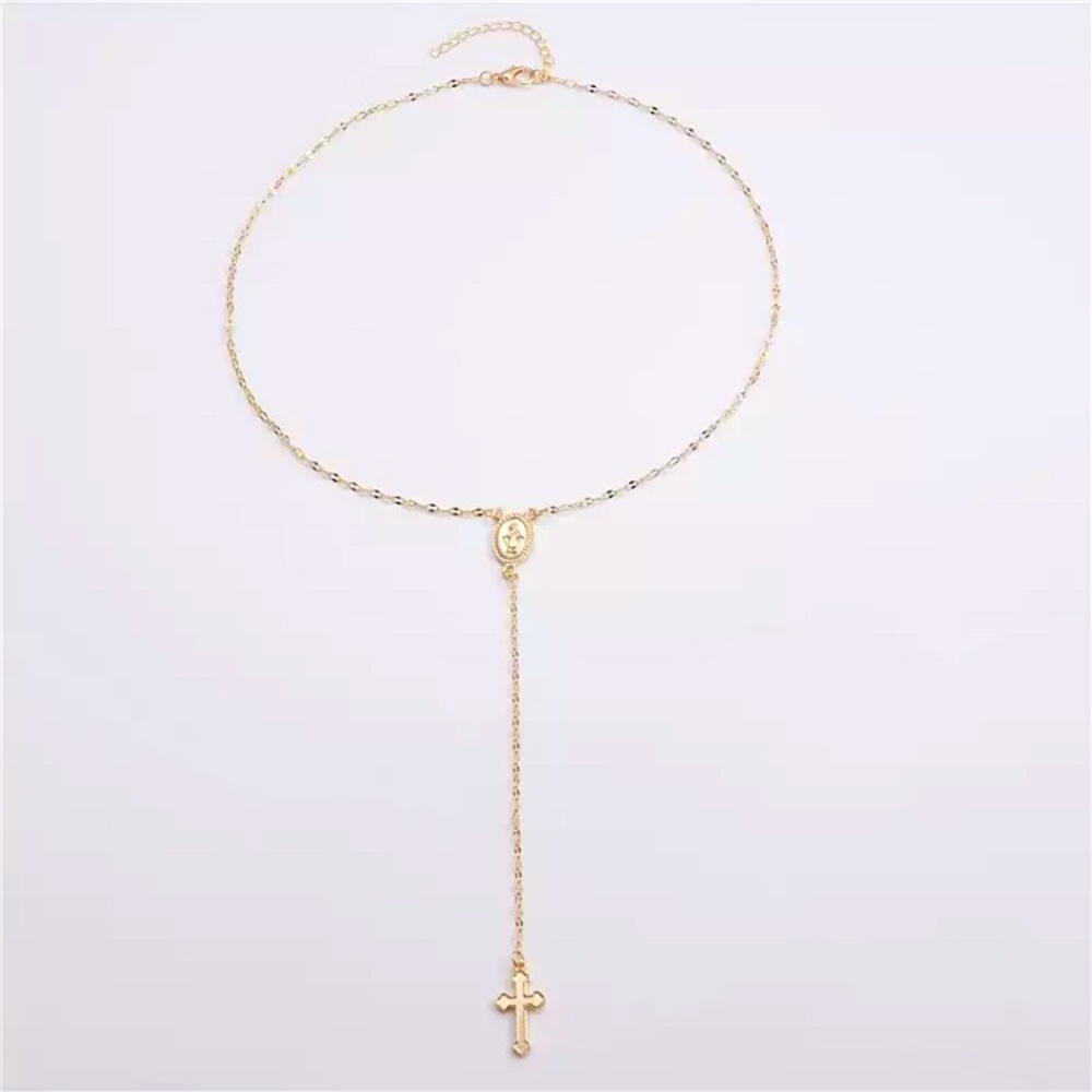 Virgin Mary Christian Cross Bohemian Cute Necklace - Picture 8 of 10